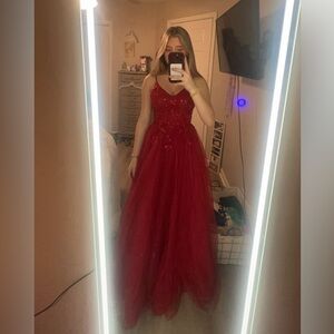 David's Bridal Red Prom Dress